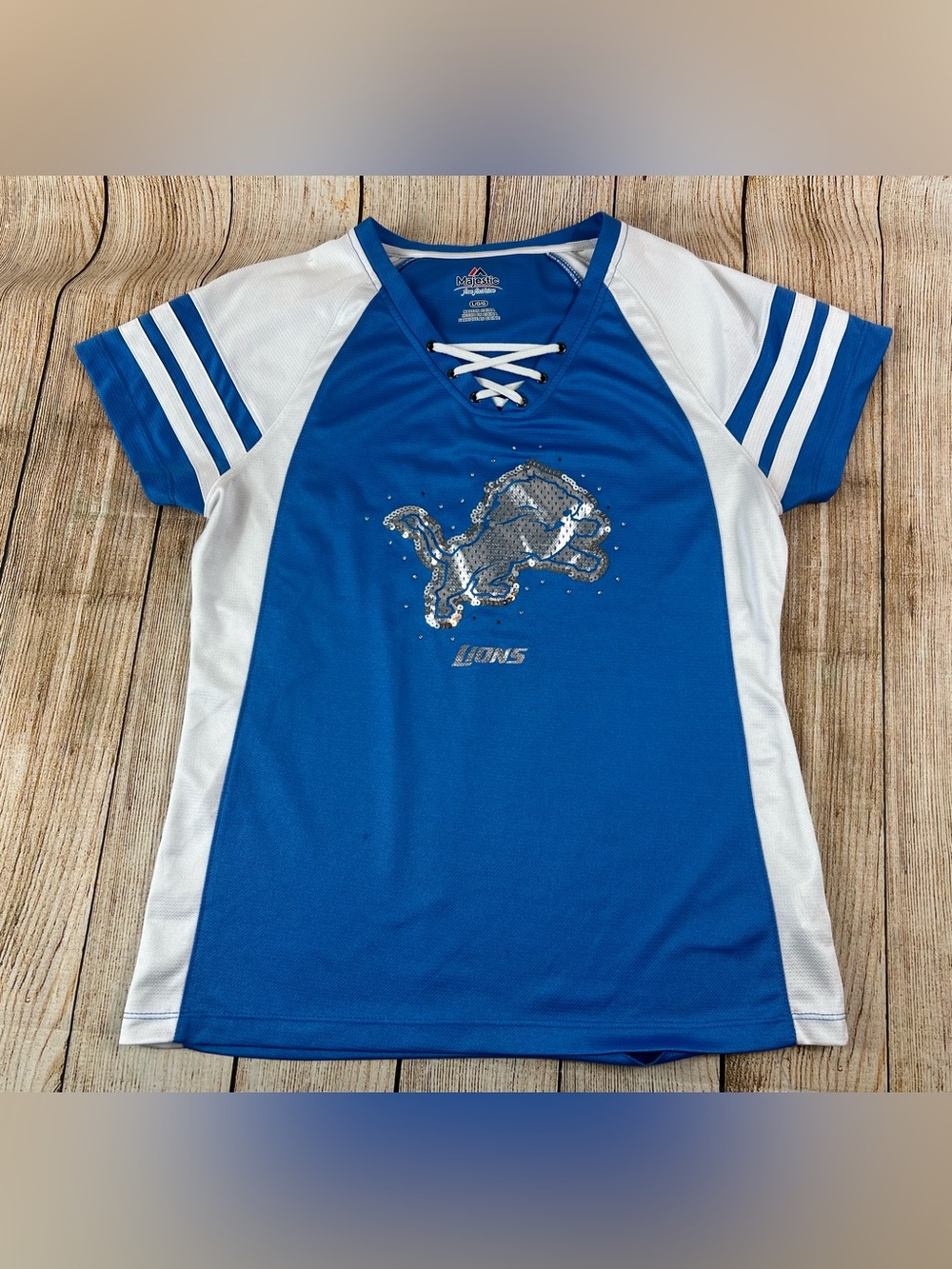 Women’s Fan Fashion Majestic Detroit Lions NFL Jersey Shirt Size Large